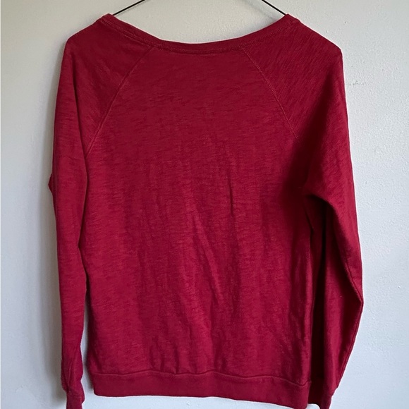 Disney Parks Sequin Mickey Mouse Red Raglan Crewneck Sweatshirt Top Small - Picture 2 of 3